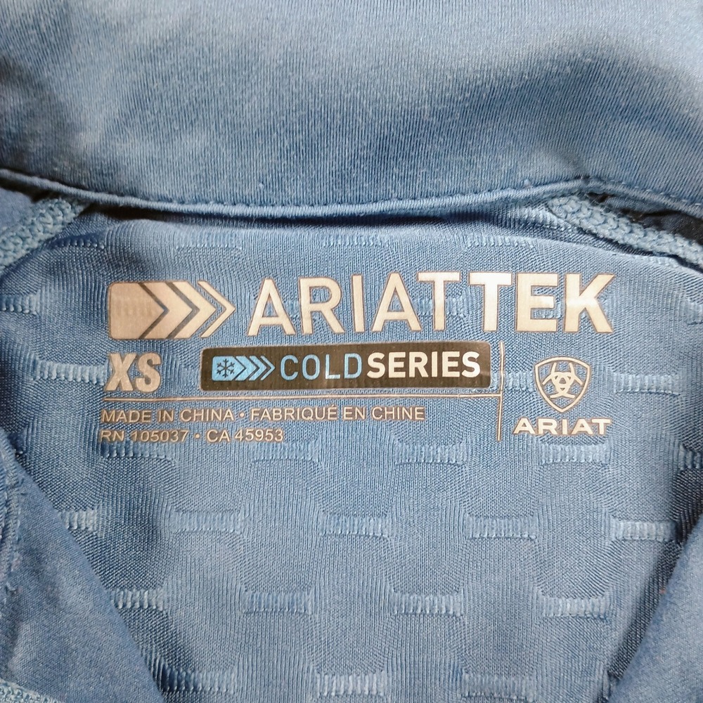 Ariat Womens Cold Series 1/4 Zip Blue XS Thumbhole Performance Top - Picture 2 of 9